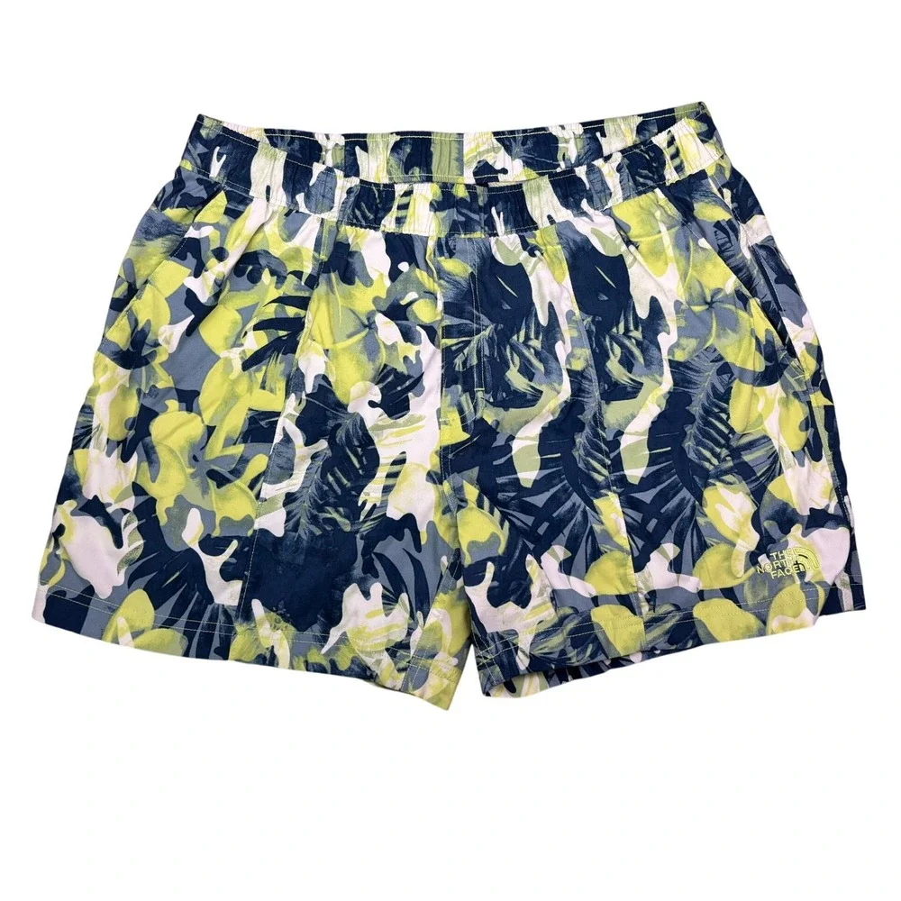 The North Face Shorts Mens Large Blue Green Floral‎ Camo Class V Pull-On